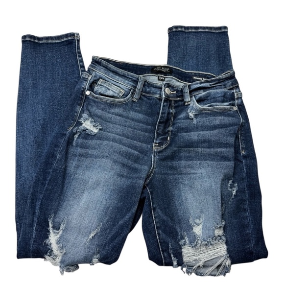 Judy Blue JB82427MD Destructed Mid Rise Boyfriend Fit Jeans Size 7/28 - Picture 5 of 13